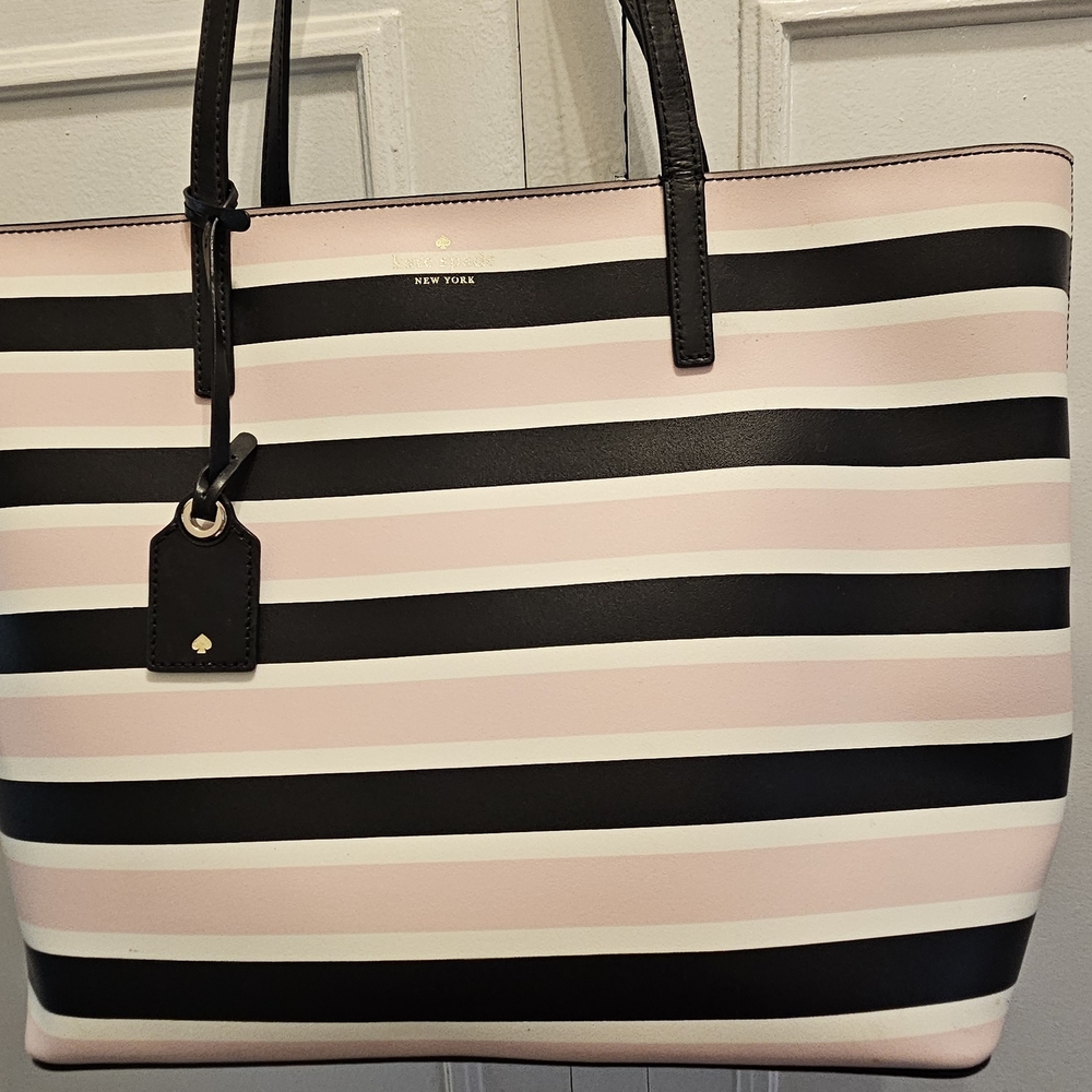 kate spade Black and Pink Striped Tote